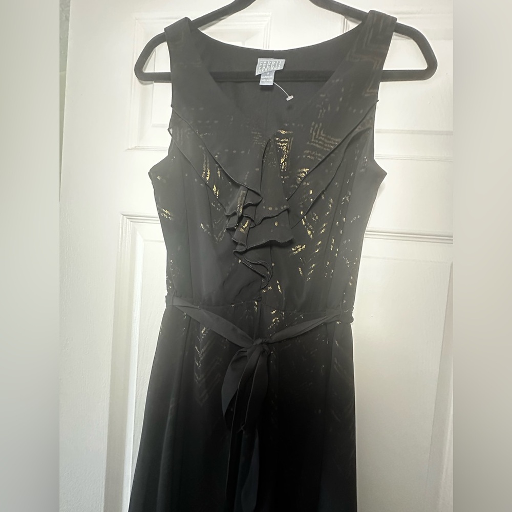 NWOT- Rabbit Rabbit Rabbit Black and Gold Midi Dress - Picture 10 of 12